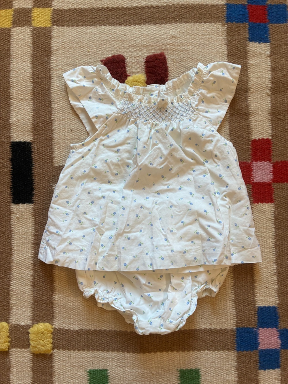 Janie and Jack White with Blue Flower Set Size 6-12 months